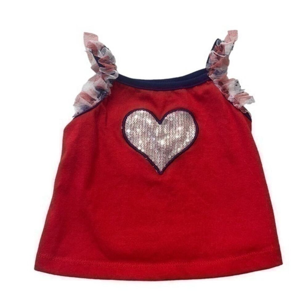 Little Lass Red Glitter Heart Tank Top Baby Size 18 Months